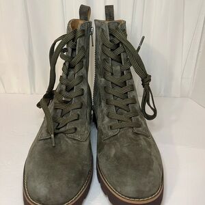 Vionic Olive Suede Lace Up Bootie